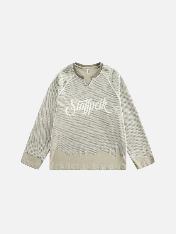 TALISHKO - Mesh Spliced Raglan Sweatshirt - streetwear fashion - talishko.com