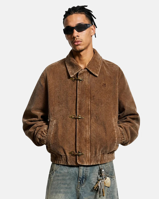TALISHKO Metal Clasp Corduroy Boxy Jacket