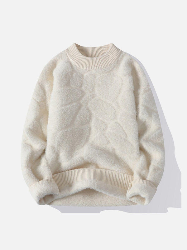 Cozy beige sweater by TALISHKO, showcasing a soft mink fleece texture in a front view.
