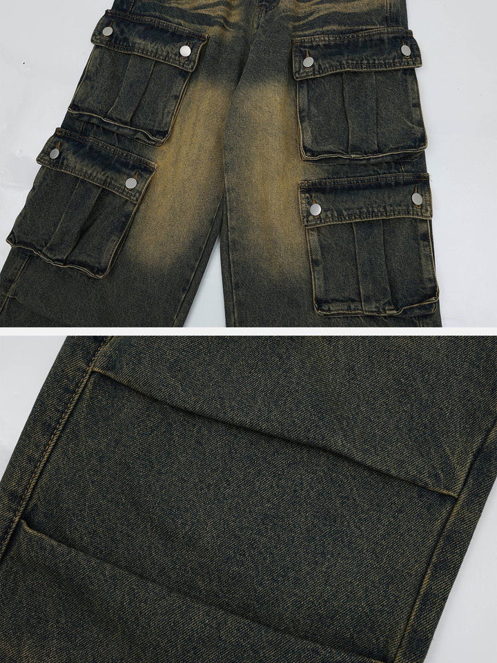 TALISHKO - Mud Dyeing Multi Pocket Jeans, streetwear fashion, talishko.com