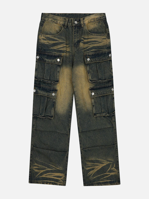 TALISHKO - Mud Dyeing Multi Pocket Jeans, streetwear fashion, talishko.com