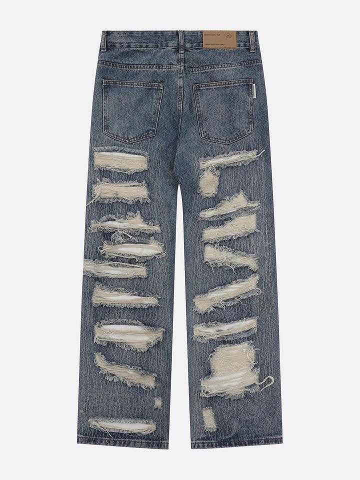 TALISHKO - Multi Hole Straight Jeans - streetwear fashion - talishko.com