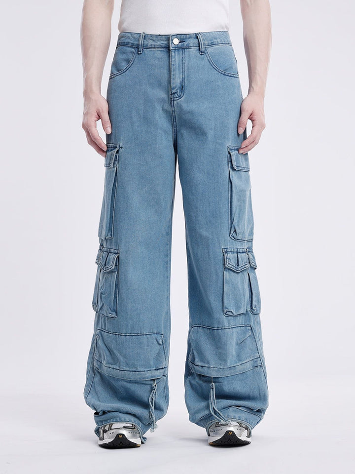 TALISHKO - Multi Pocket Loose Cargo Jeans, streetwear fashion, talishko.com