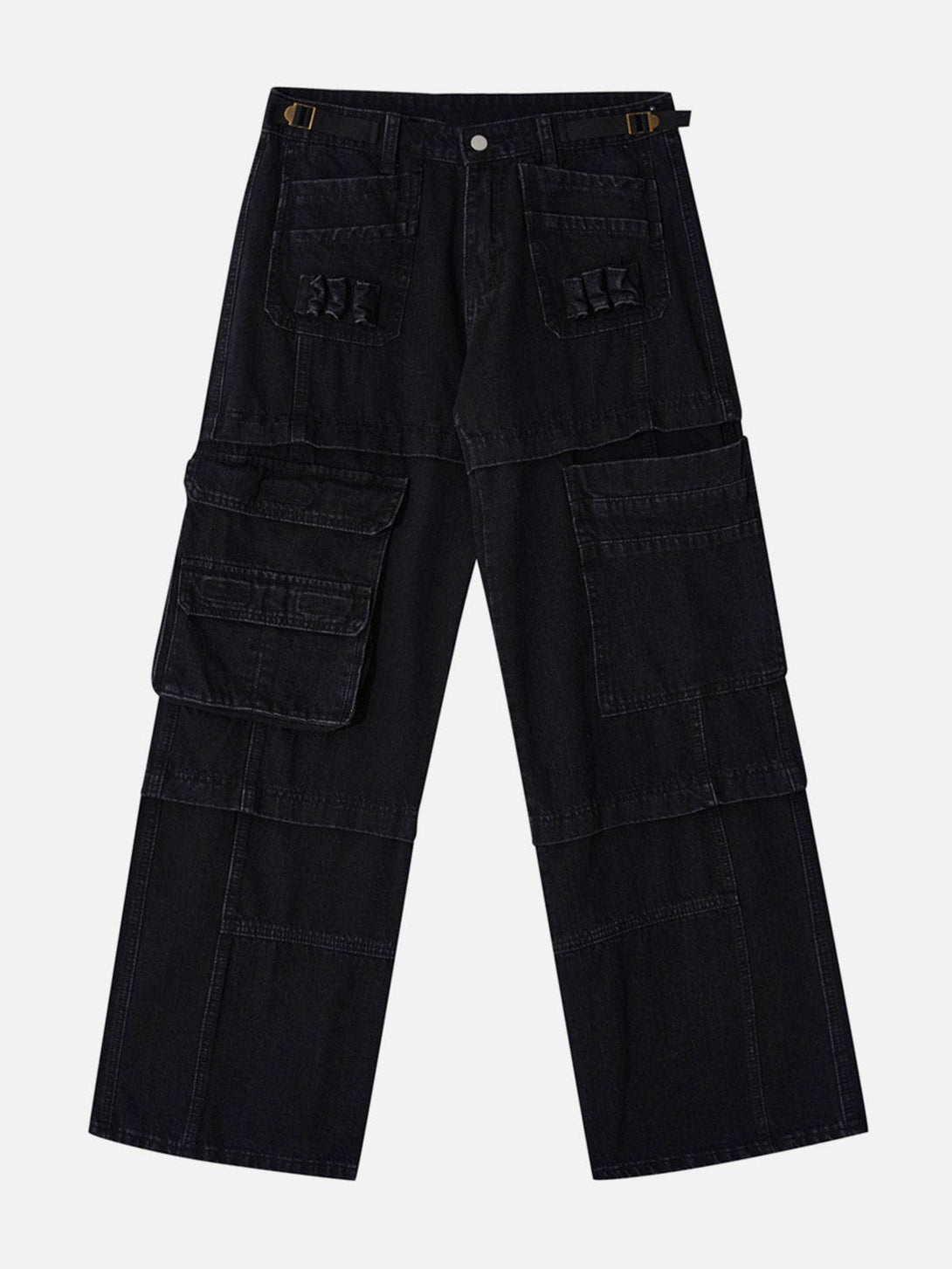 TALISHKO - Multi Pocket Patchwork Straight-Leg Jeans, streetwear fashion, talishko.com