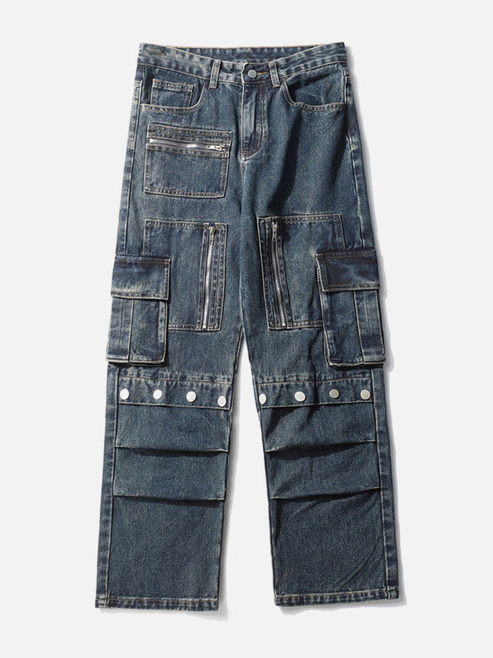 TALISHKO - Multi Pocket Washed Straight-Leg Jeans, streetwear fashion, talishko.com