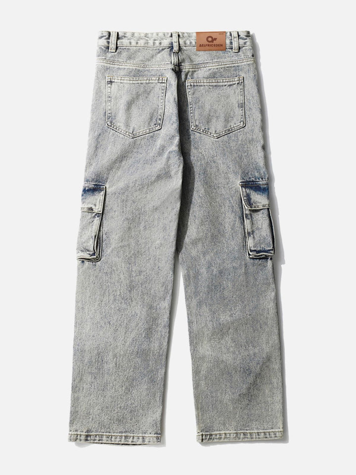 TALISHKO - Multi Pocket Washed Straight-Leg Jeans, streetwear fashion, talishko.com