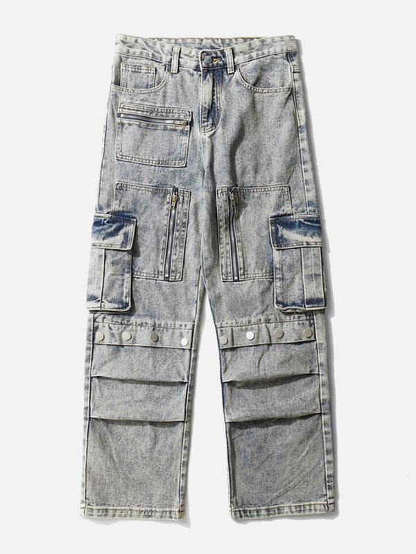 TALISHKO - Multi Pocket Washed Straight-Leg Jeans, streetwear fashion, talishko.com