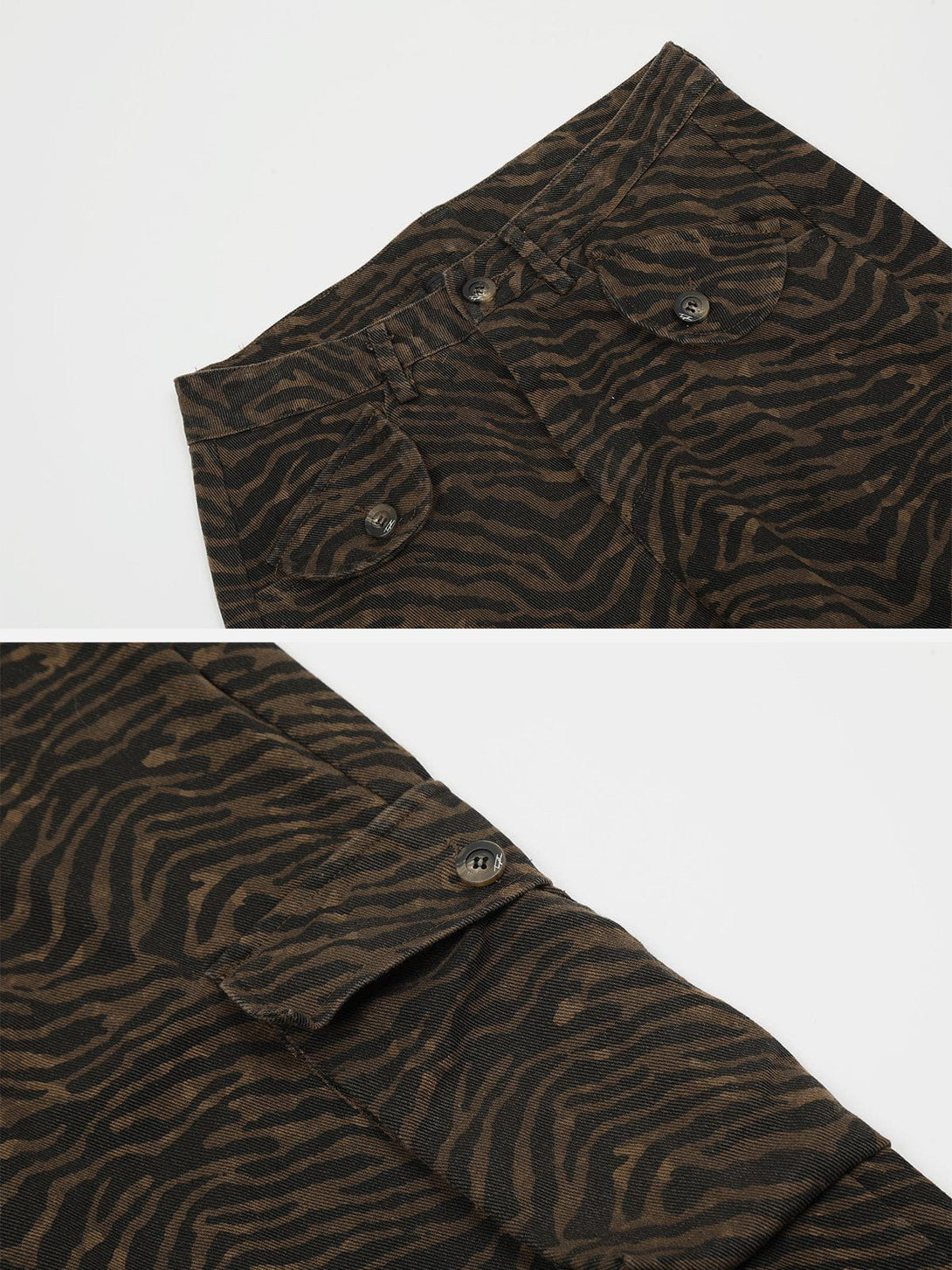 TALISHKO - Multi Pocket Zebra Print Jeans, streetwear fashion, talishko.com