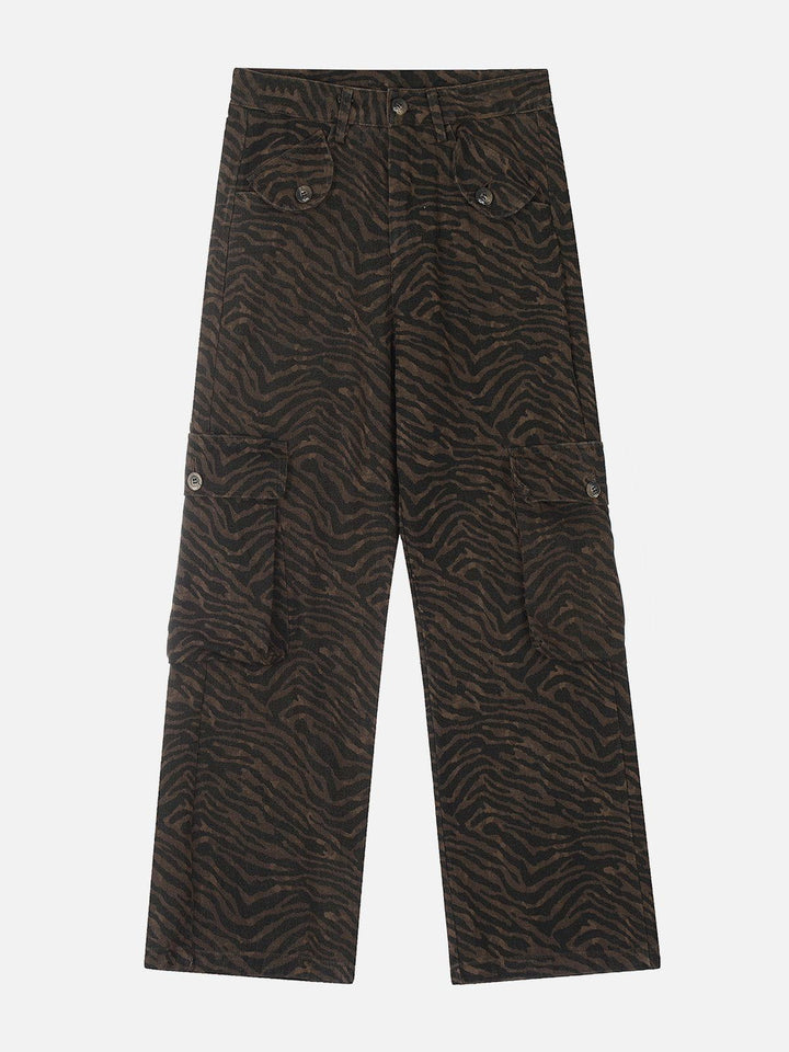 TALISHKO - Multi Pocket Zebra Print Jeans, streetwear fashion, talishko.com
