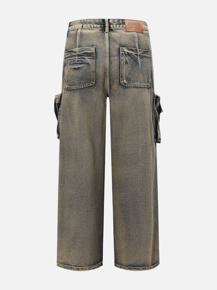 TALISHKO - Multiple Pockets Washed Jeans - streetwear fashion - talishko.com
