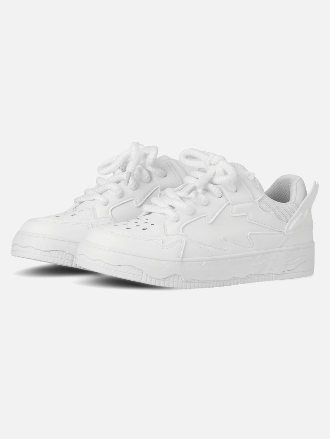 Front view of white TALISHKO retro board shoes, showcasing classic style and textured sole.