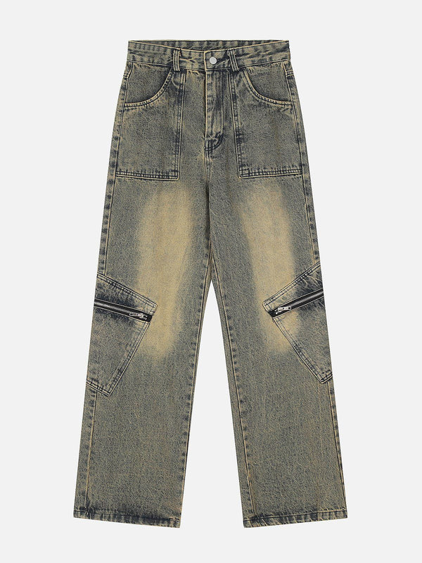 TALISHKO - Oblique Pocket Washed Jeans, streetwear fashion, talishko.com