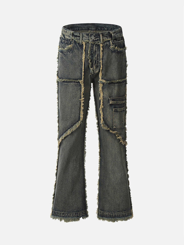 TALISHKO - Old Raw Hem Straight Leg Micro Flare Jeans, streetwear fashion, talishko.com