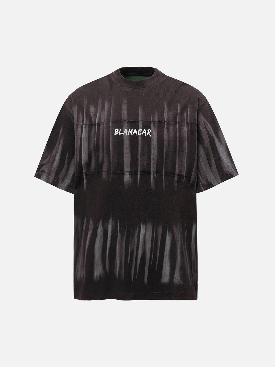 Front view of a coffee-colored oversized tie-dye T-shirt featuring embroidered lettering by TALISHKO.