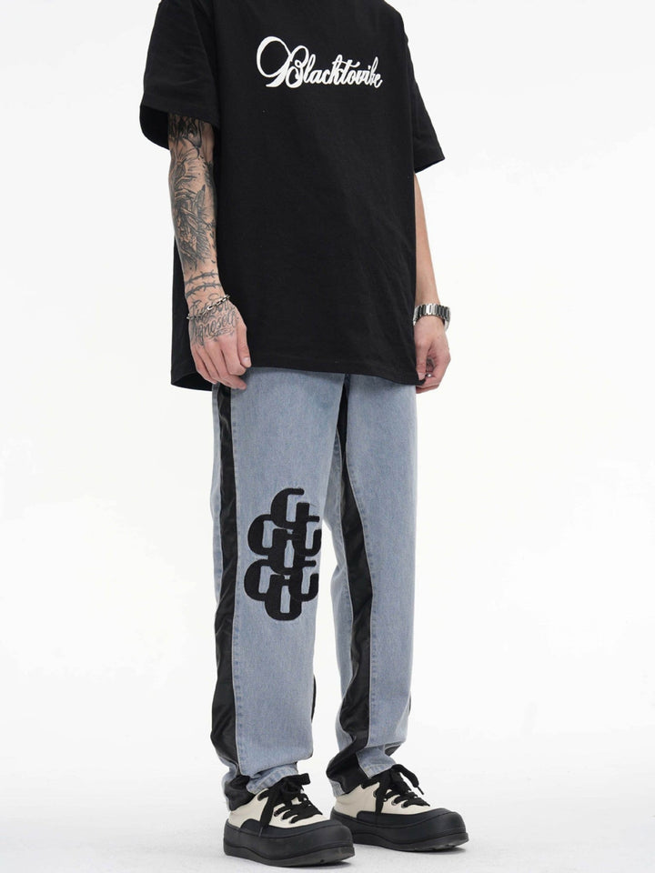 TALISHKO - Patch Letter Jeans, streetwear fashion, talishko.com