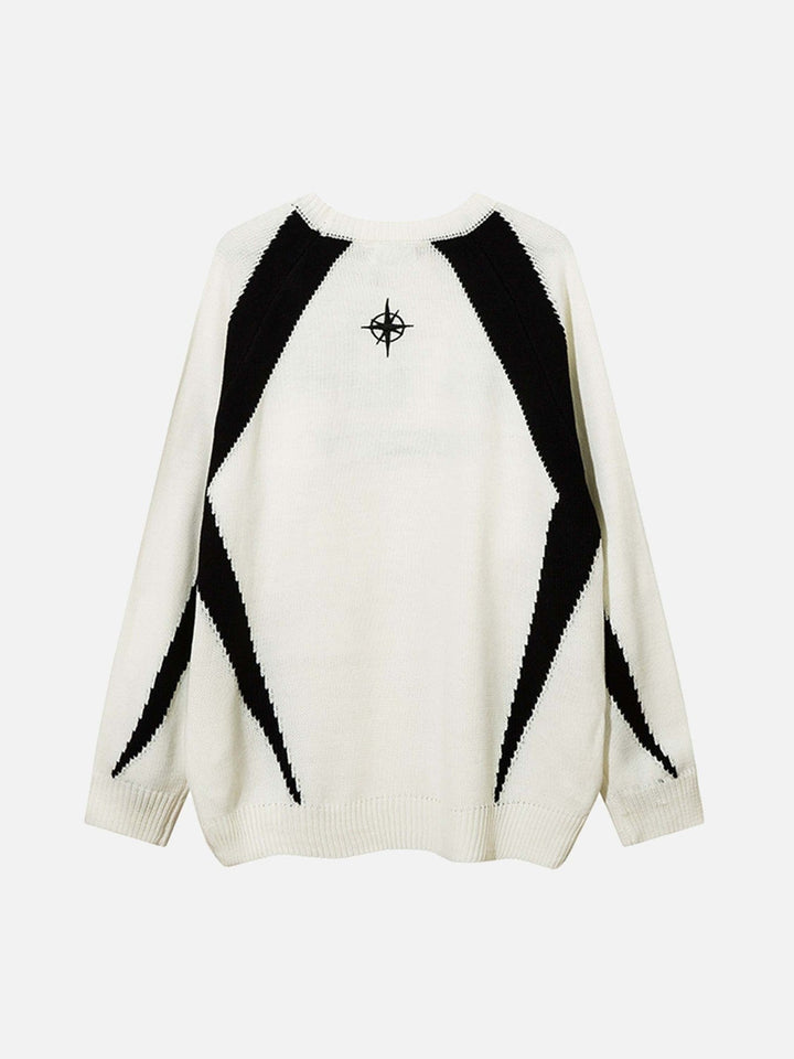 TALISHKO - Patchwork Colorblock Embroidered Sweater - streetwear fashion - talishko.com