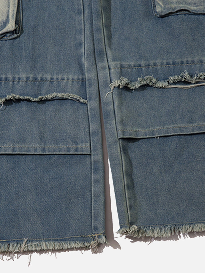 TALISHKO - Patchwork Multi-Pocket Jeans - streetwear fashion - talishko.com