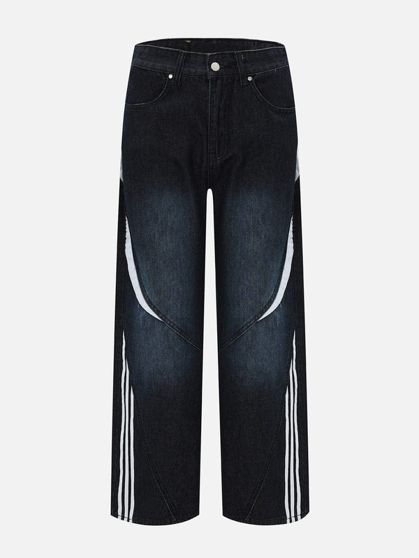 TALISHKO - Patchwork Stripe Straight-Leg Jeans, streetwear fashion, talishko.com