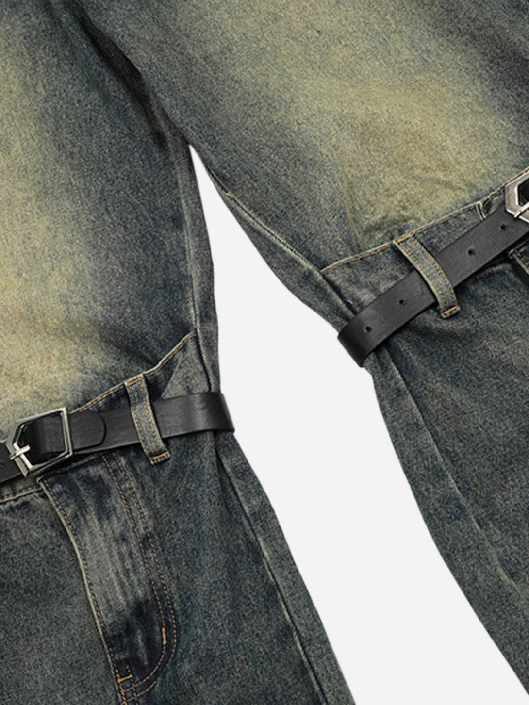 TALISHKO - Patchwork Tie Design Micro Flare Jeans, streetwear fashion, talishko.com