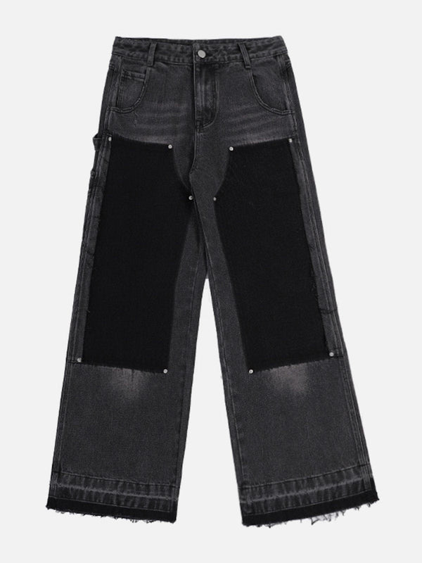 TALISHKO - Patchwork Washed Jeans, streetwear fashion, talishko.com