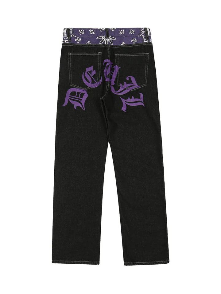 TALISHKO - Petal Letter Baggy Jeans, streetwear fashion, talishko.com