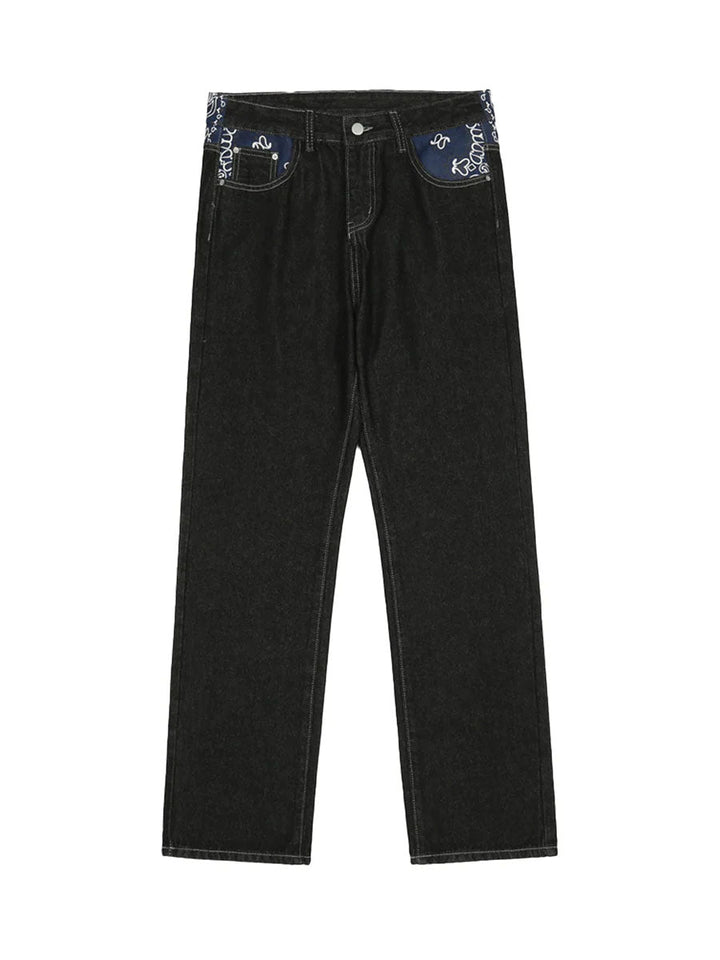 TALISHKO - Petal Letter Baggy Jeans, streetwear fashion, talishko.com