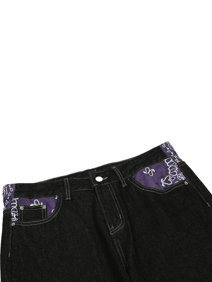 TALISHKO - Petal Letter Baggy Jeans, streetwear fashion, talishko.com