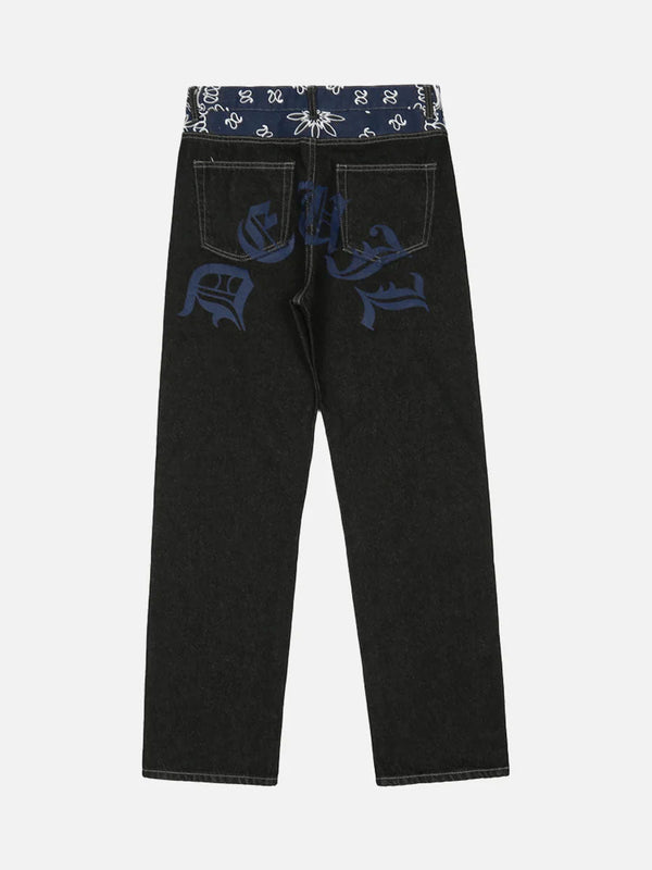 TALISHKO - Petal Letter Baggy Jeans, streetwear fashion, talishko.com