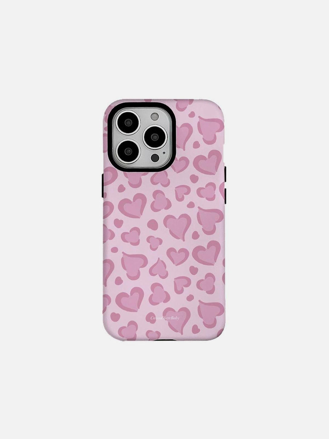 Pink heart pattern phone case by TALISHKO, featuring a charming design in a front view.