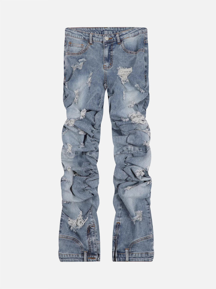 TALISHKO - Pleated Ripped Denim Pants, streetwear fashion, talishko.com