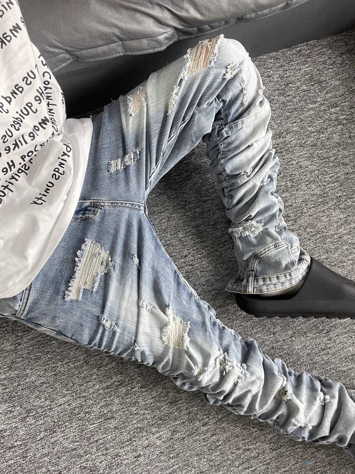 TALISHKO - Pleated Ripped Denim Pants, streetwear fashion, talishko.com