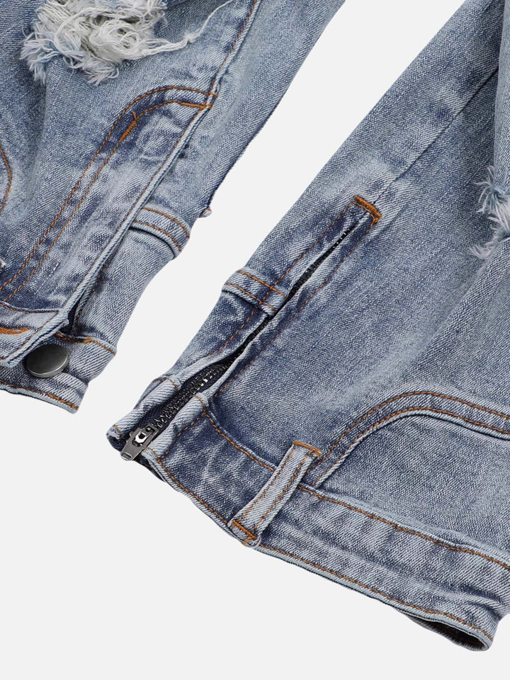 TALISHKO - Pleated Ripped Denim Pants, streetwear fashion, talishko.com