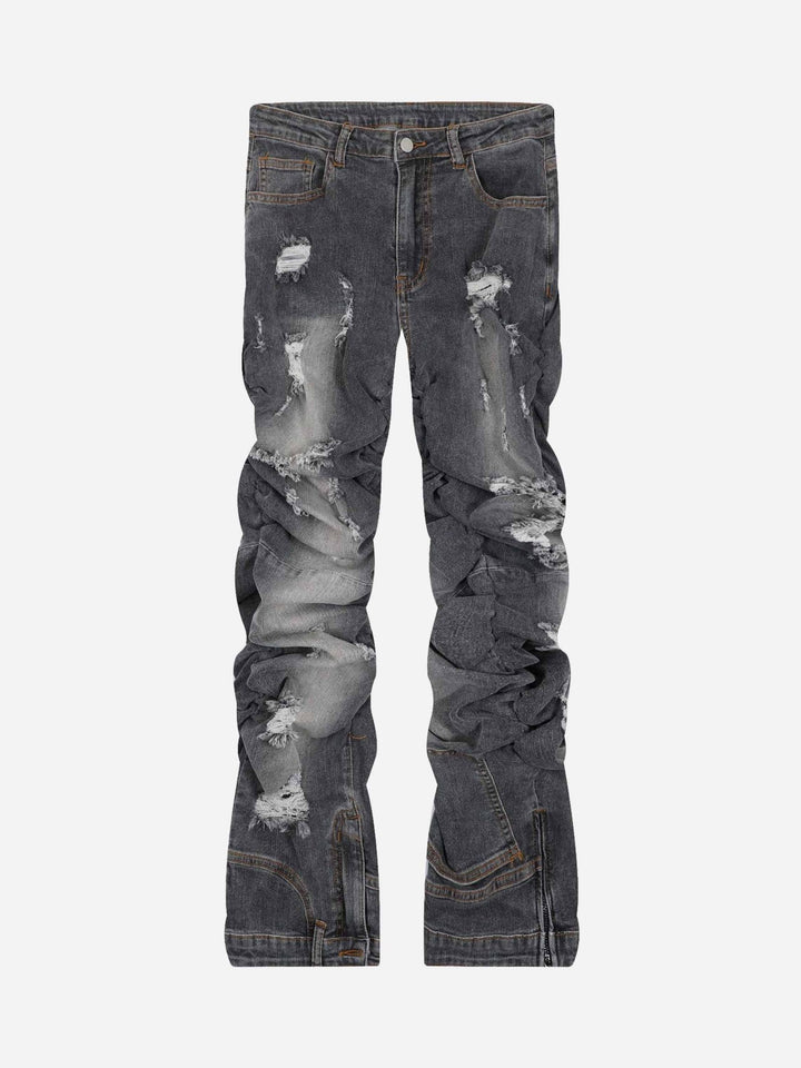 TALISHKO - Pleated Ripped Denim Pants, streetwear fashion, talishko.com