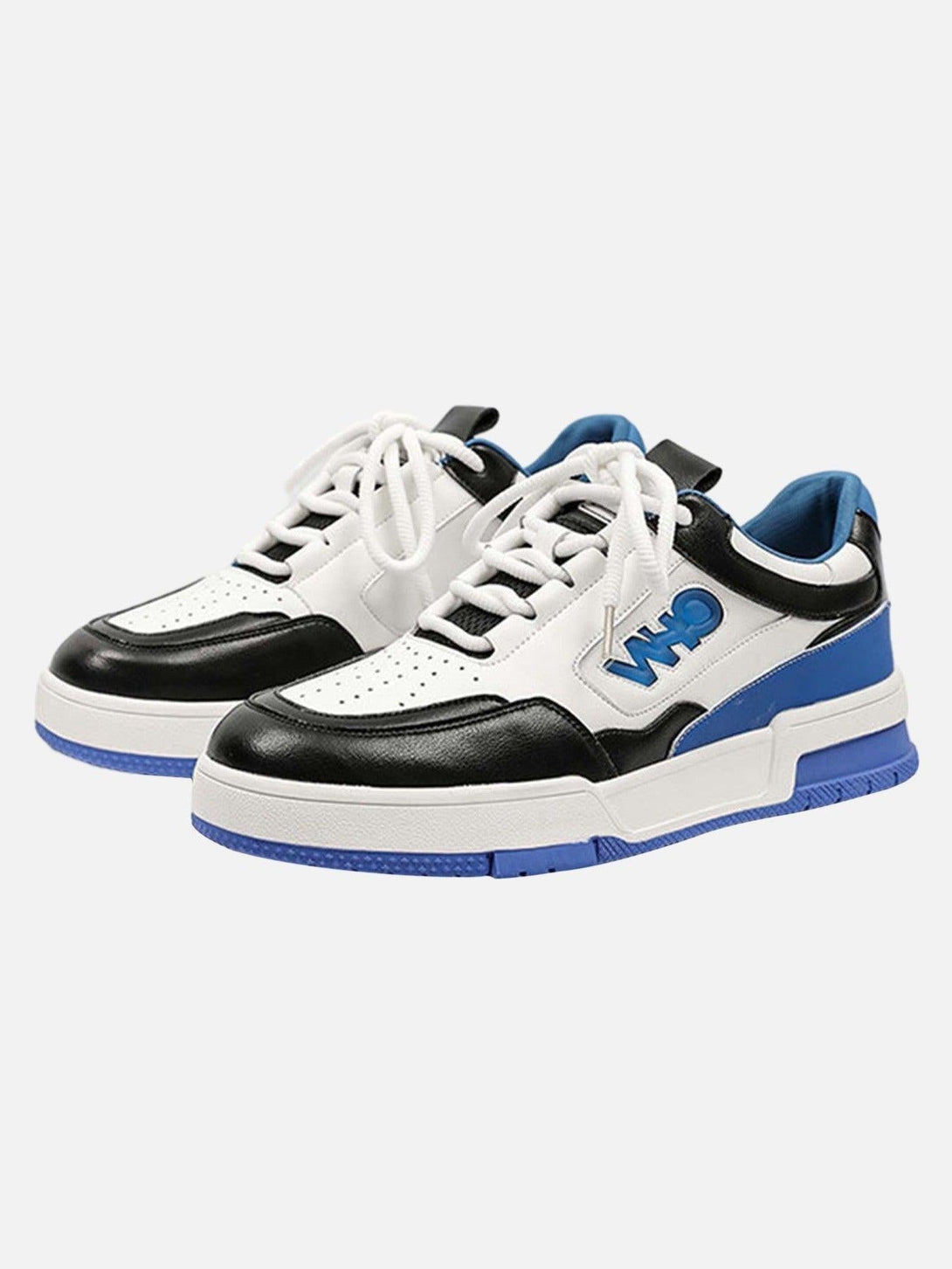 Front view of blue retro slip-on shoes by TALISHKO, featuring a bold and stylish design.