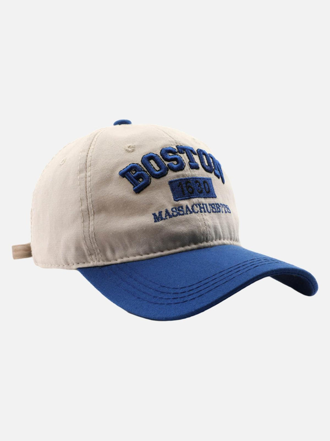 TALISHKO retro cap with khaki and blue design, showcasing Boston embroidery for a classic style.