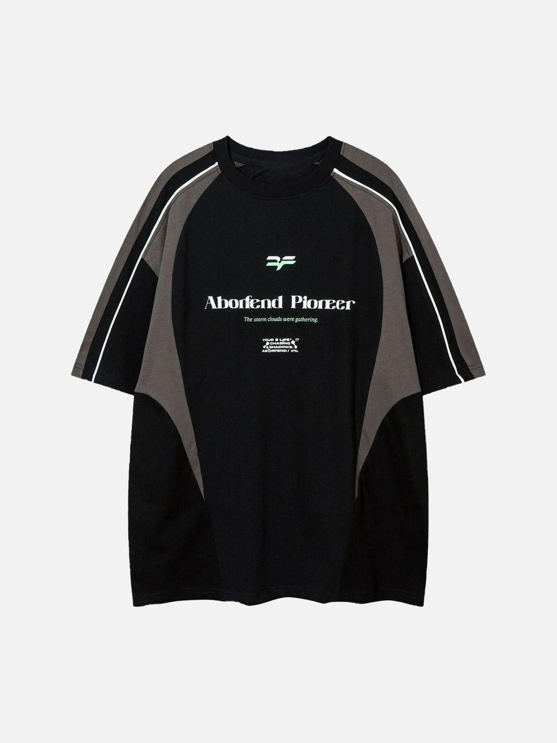 Front view of a black retro jersey short-sleeve T-shirt by TALISHKO with stylish detailing.