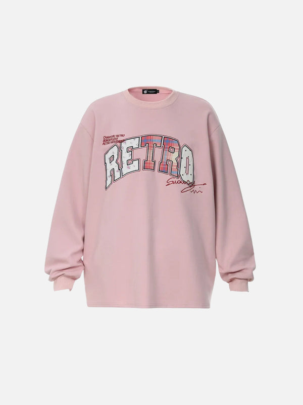 TALISHKO - Retro Letter Embroidery Sweatshirt - streetwear fashion - talishko.com