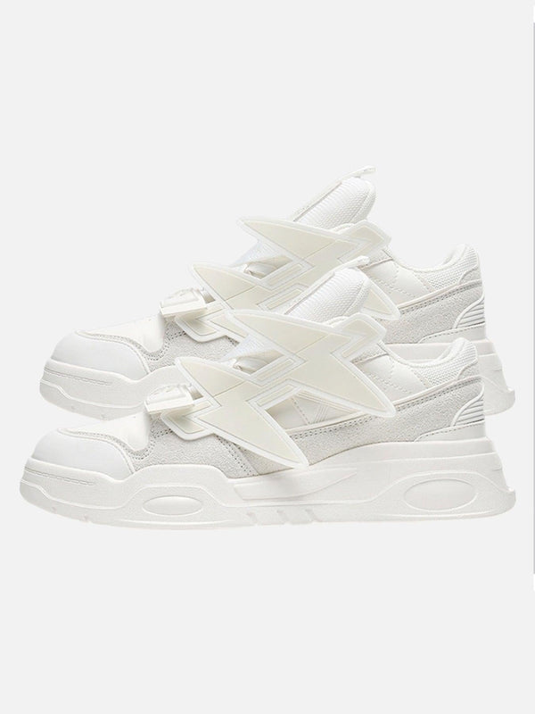 White retro thick-soled board shoes by TALISHKO, showcasing bold side details and modern design.