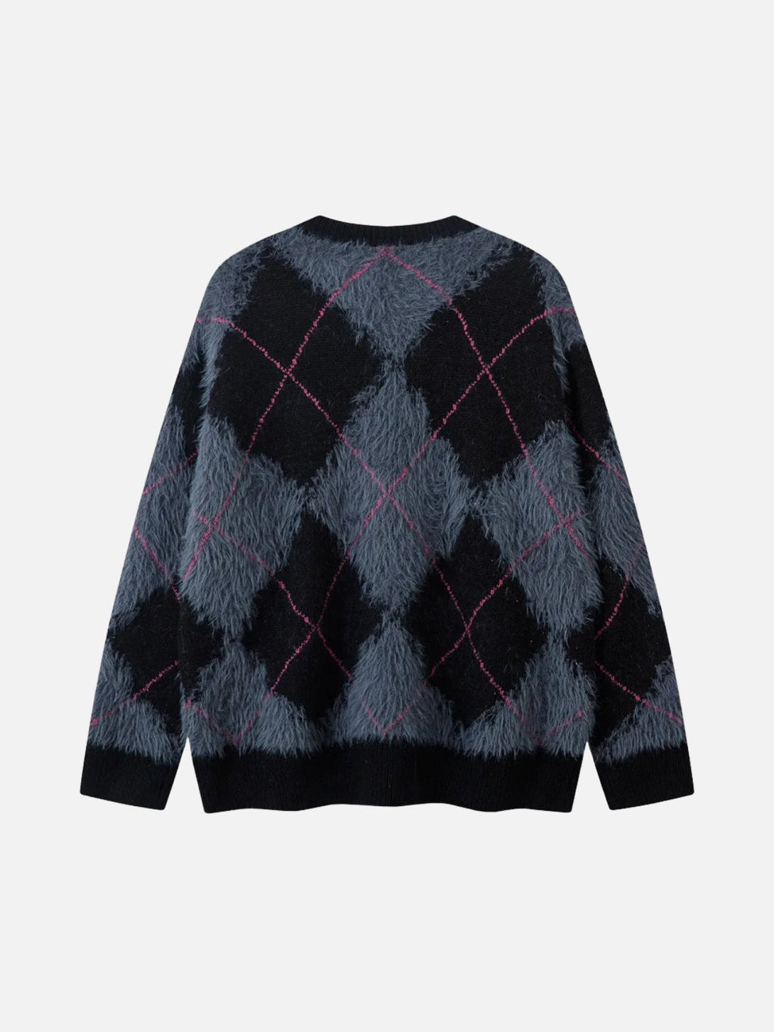 TALISHKO - Rhombus Plaid Embroidery Sweater - streetwear fashion - talishko.com