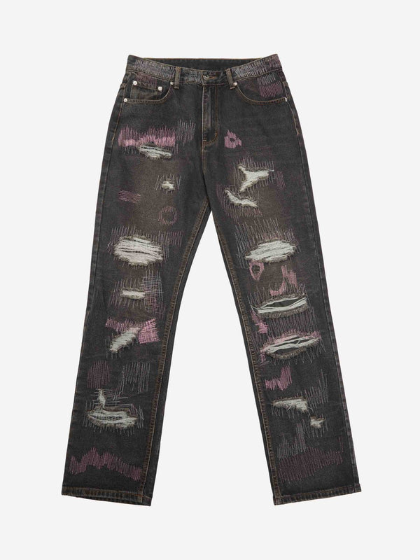 TALISHKO - Ripped Pink String Jeans, streetwear fashion, talishko.com