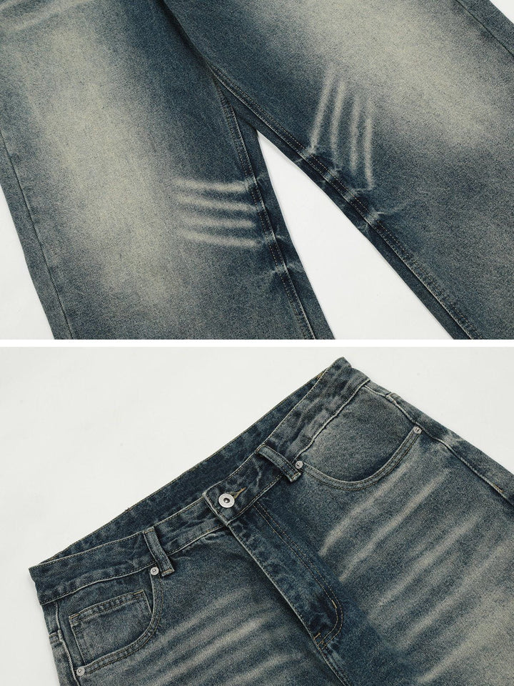 TALISHKO - Scratch Lines Washed Straight-Leg Jeans, streetwear fashion, talishko.com