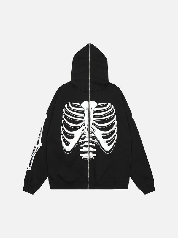 TALISHKO - Skull And Bones Hooded Cardigan Sweatshirt-streetwear fashion, outfit ideas - talishko.com