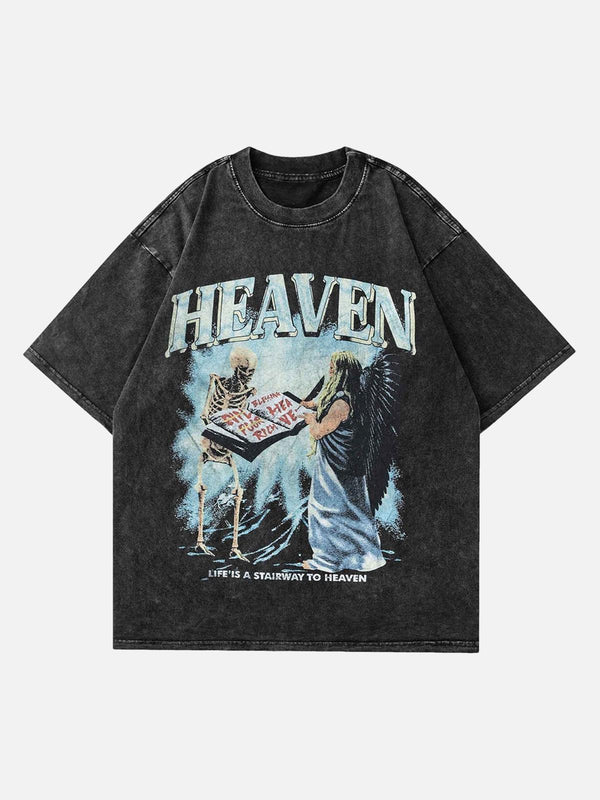 Front view of a black casual T-shirt by TALISHKO featuring a vintage-inspired graphic design.