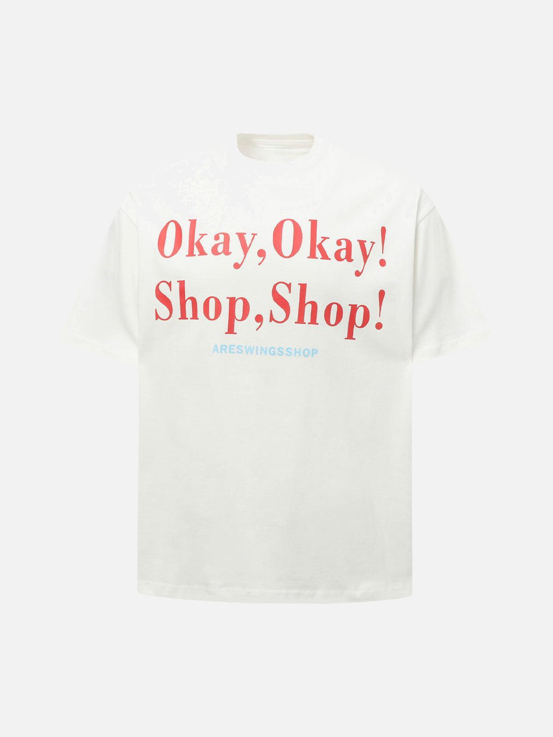 White slogan graphic T-shirt by TALISHKO, front view, ideal for relaxed summer style.