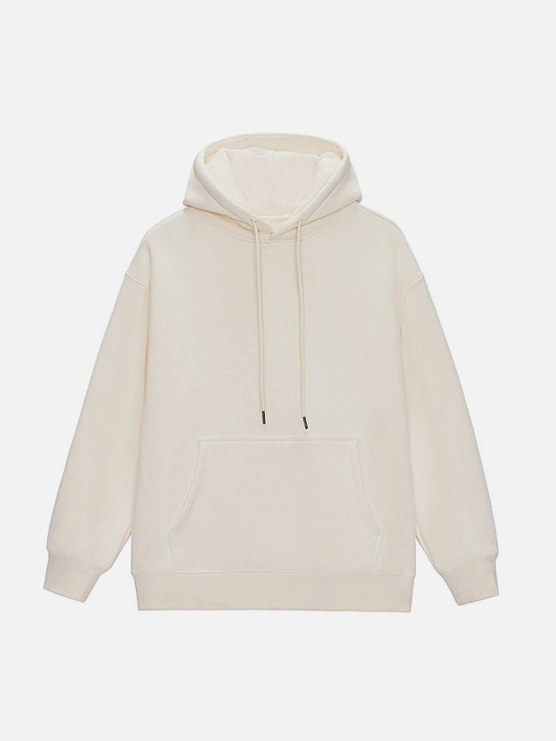Front view of an apricot drawstring hoodie by TALISHKO, ideal for relaxed urban fashion.
