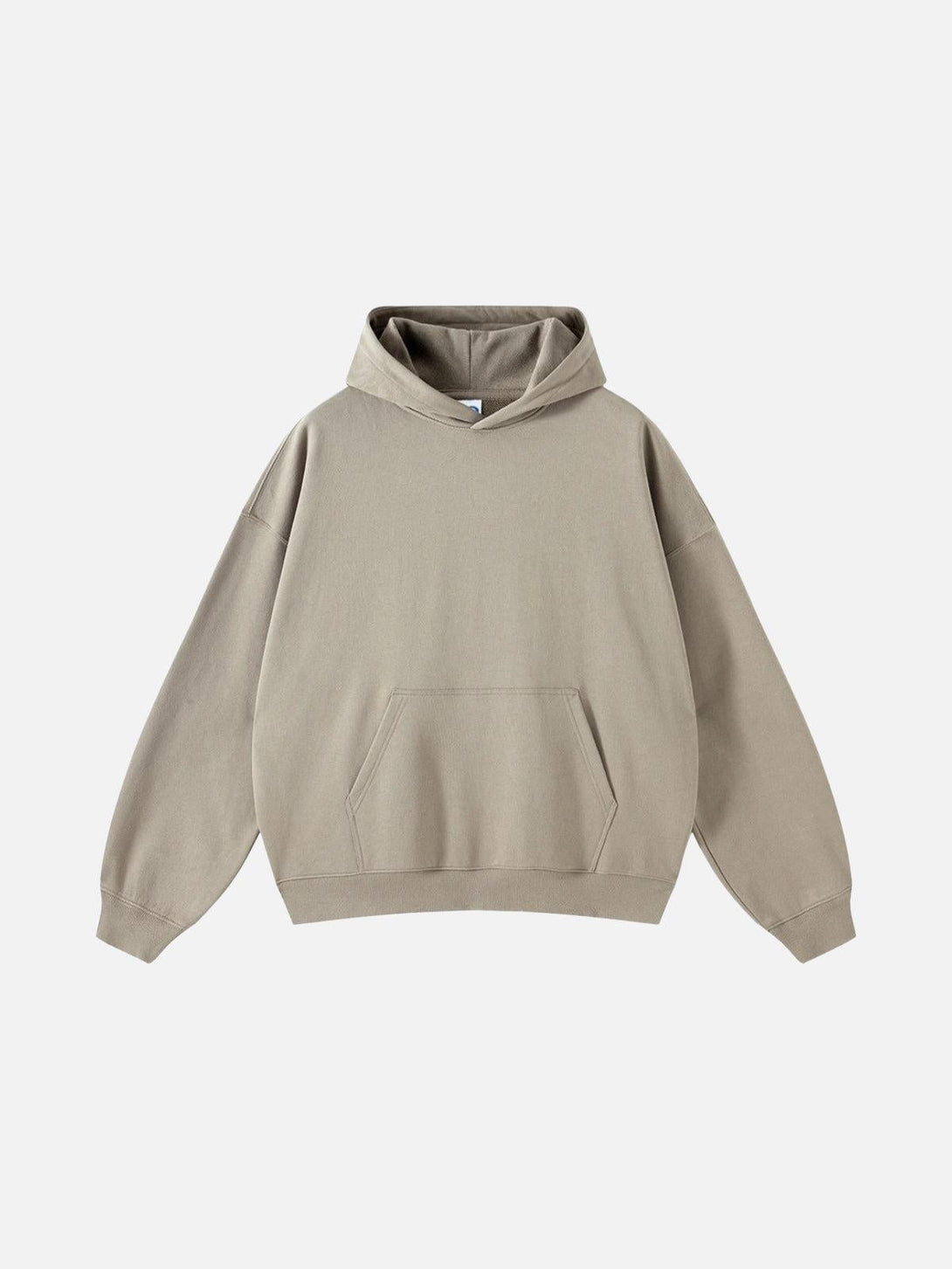 Front view of TALISHKO gray solid cotton hoodie, highlighting its comfortable, casual fit.