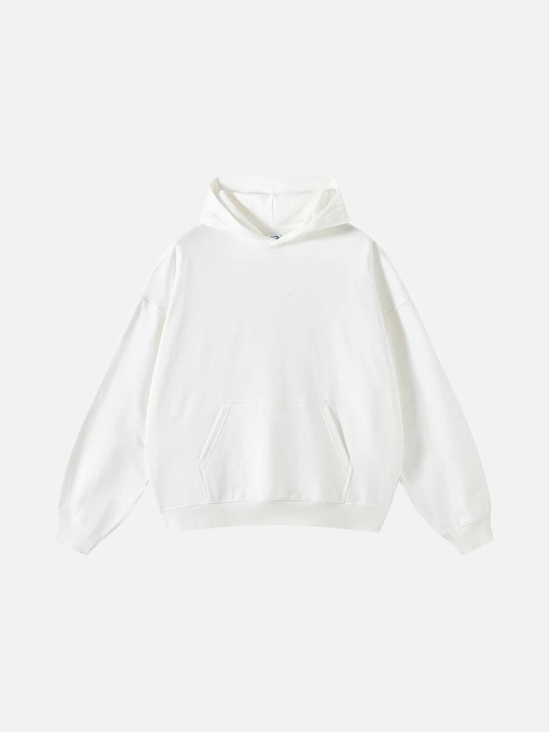 Front view of TALISHKO white solid cotton hoodie, highlighting its minimalist, casual style.