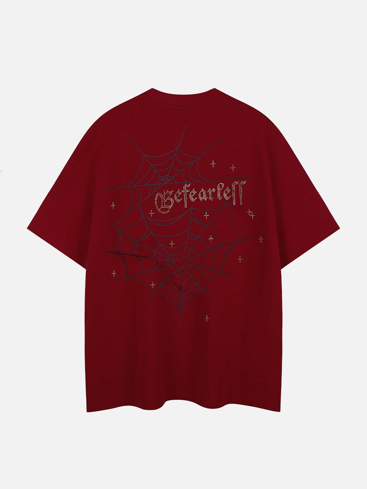 TALISHKO - Spider Hotfix Rhinestones Print Tee- streetwear fashion - talishko.com