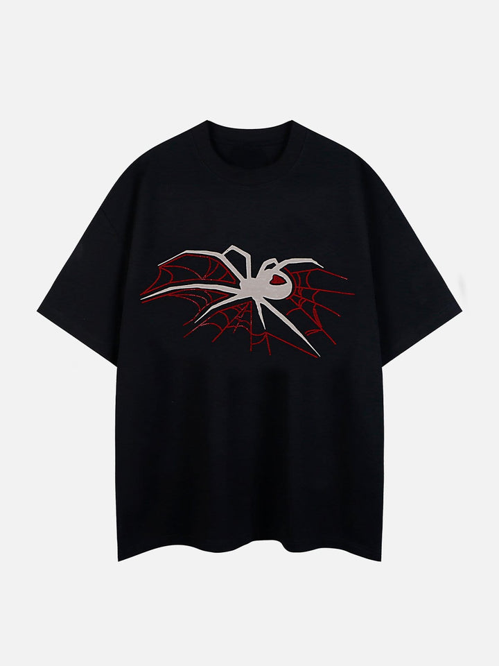 TALISHKO - Spider Hotfix Rhinestones Print Tee- streetwear fashion - talishko.com