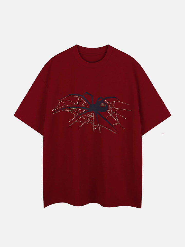 TALISHKO - Spider Hotfix Rhinestones Print Tee- streetwear fashion - talishko.com